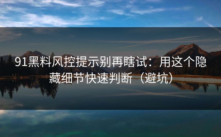 91黑料风控提示别再瞎试:用这个隐藏细节快速判断(避坑) 91黑料风控提示别再瞎试:用这个隐藏细节快速判断(避坑)