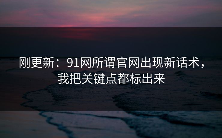 刚更新：91网所谓官网出现新话术，我把关键点都标出来