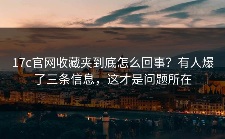 17c官网收藏夹到底怎么回事？有人爆了三条信息，这才是问题所在