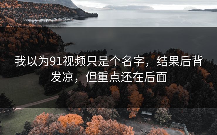 我以为91视频只是个名字，结果后背发凉，但重点还在后面