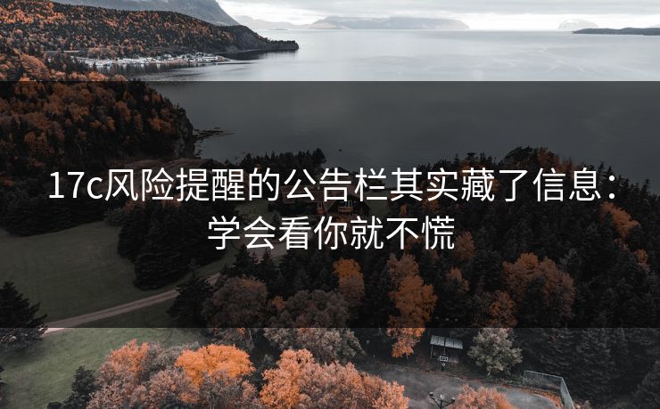 17c风险提醒的公告栏其实藏了信息：学会看你就不慌